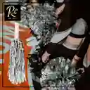 Pompones De Animadora Metálicos - Set De 2 Plata Holográficos - Regalos Chic