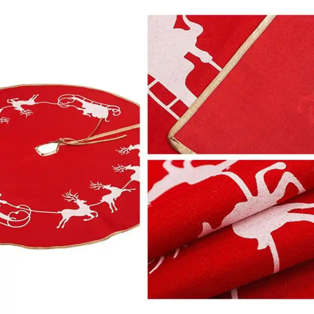 Faldón Arbol Navidad Rojo Con Trineos De 100 Cm
