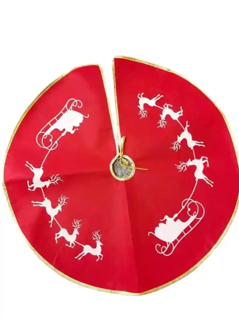 Faldón Arbol Navidad Rojo Con Trineos De 100 Cm
