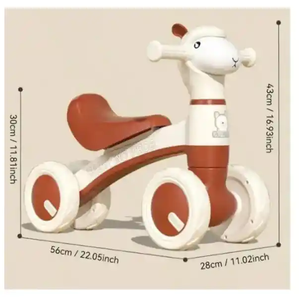 Triciclo Ovejita Luz Música Scooter Correpasillos Marrón