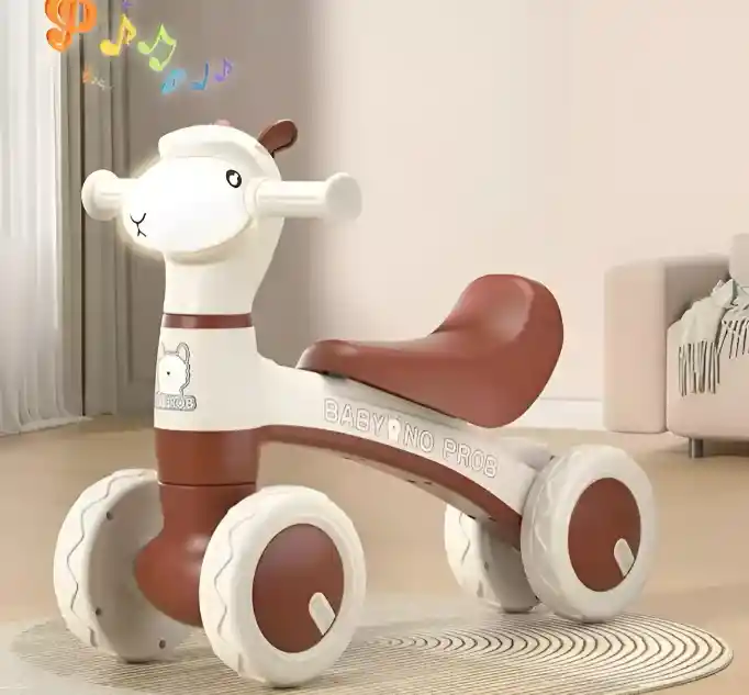 Triciclo Ovejita Luz Música Scooter Correpasillos Marrón