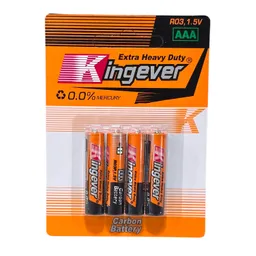 Pack 4 Pilas Kingever Aaa Carbon Battery R03