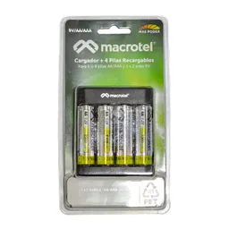 Pack Cargador Usb-c Con 4 Pilas Aa Macrotel 2300mha
