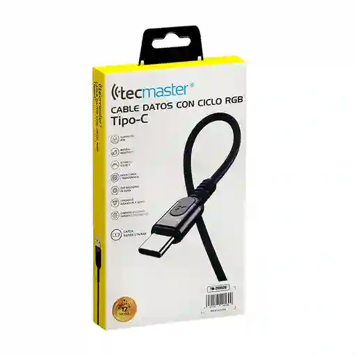 Cable Usb Tipo C 1.2m Led Rgb Tecmaster