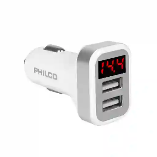 Cargador Auto Doble Usb Pantalla Led Philco