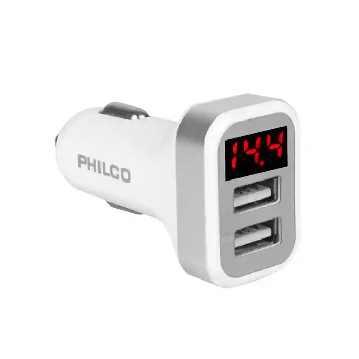 Cargador Auto Doble Usb Pantalla Led Philco