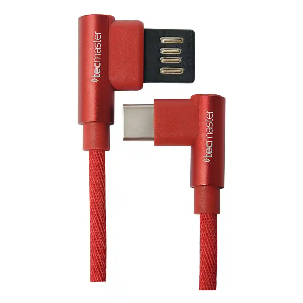 Cable Usb Tipo C Textil 90° Tecmaster Rojo