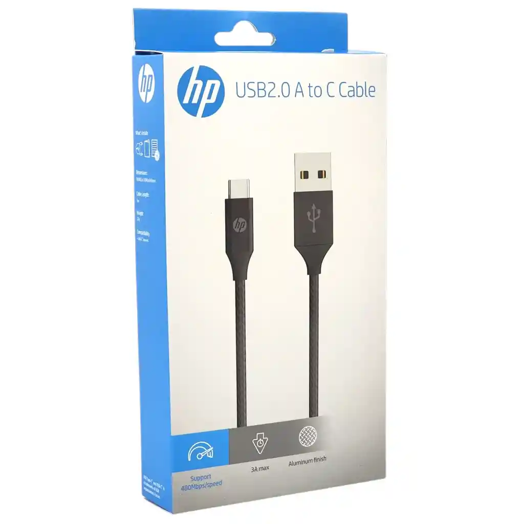 Cable Hp Usb Tipo-c 2mt Negro Dhc-tc102-2m