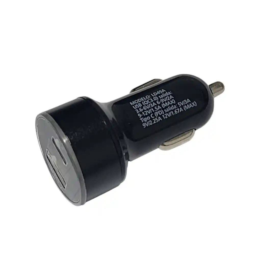 Cargador De Auto Usb 3.0 + Usb-c Pantalla Led Ld49a Philco