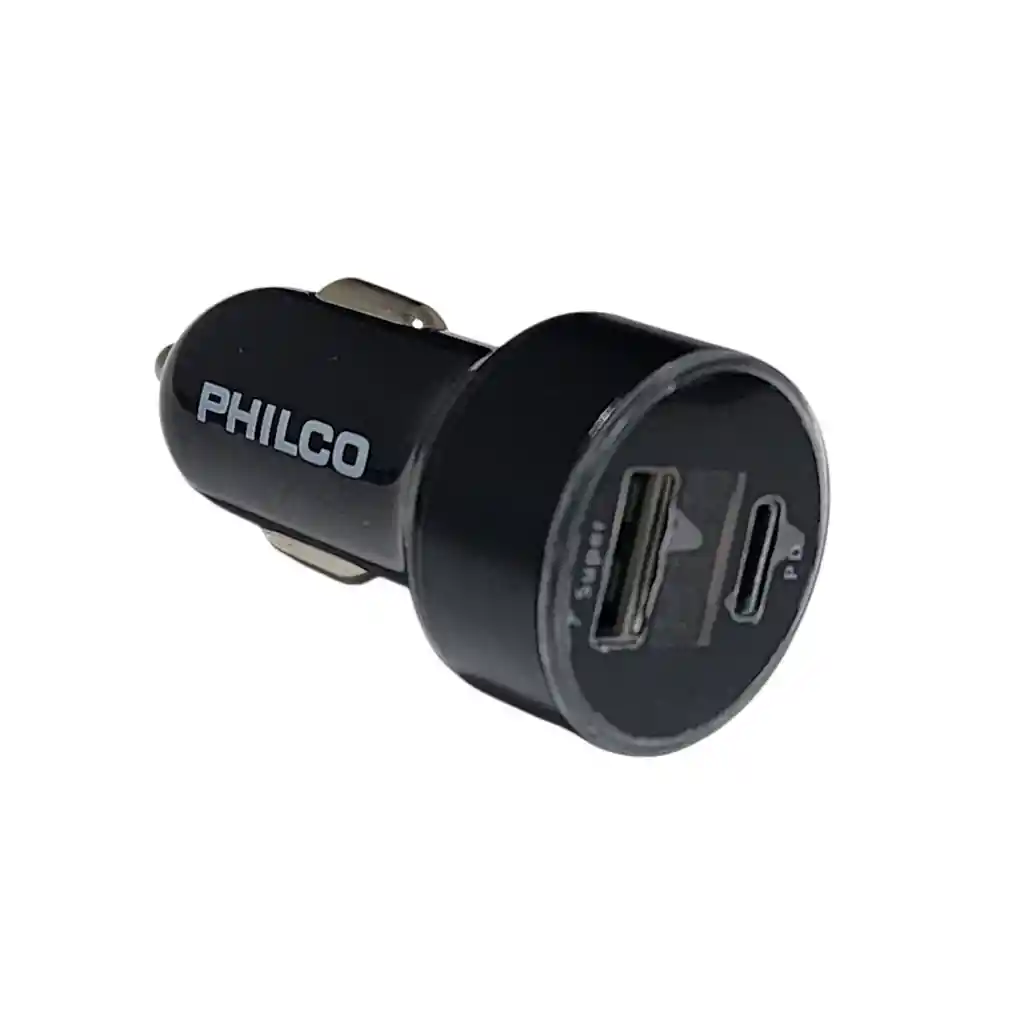 Cargador De Auto Usb 3.0 + Usb-c Pantalla Led Ld49a Philco