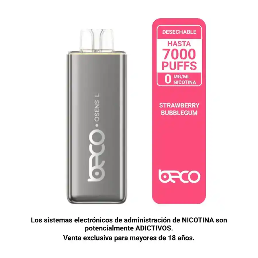 Desechable Beco Osens L Strawberry Bubble Gum 7.000 Puffs 0mg