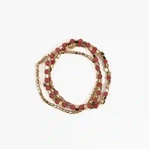 Set Pulseras Paradiso Mostacillas Burdeo