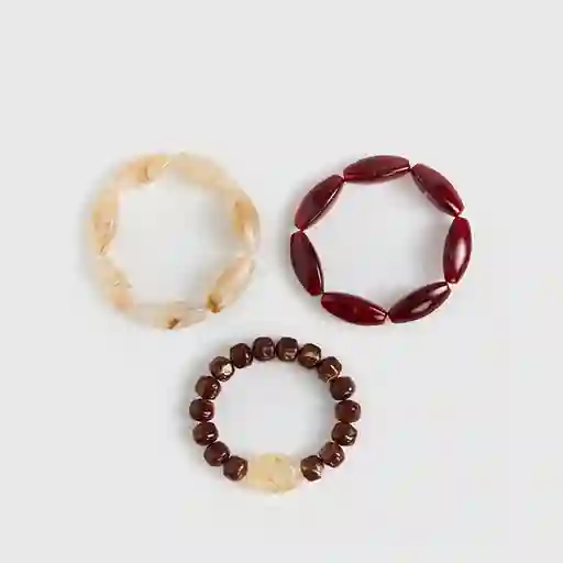 Set Pulseras Piedras Irregulares Café
