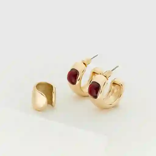 Set Aros Detalle Resina Y Cuff Dorado