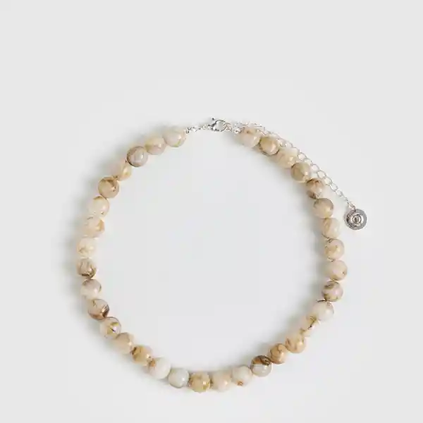 Collar Corto Borlas Beige