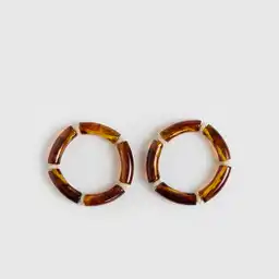 Set Pulseras Piedras Alargadas Café