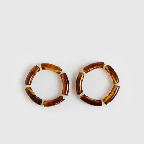 Set Pulseras Piedras Alargadas Café