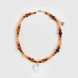 Collar Borlas Y Corazón Café