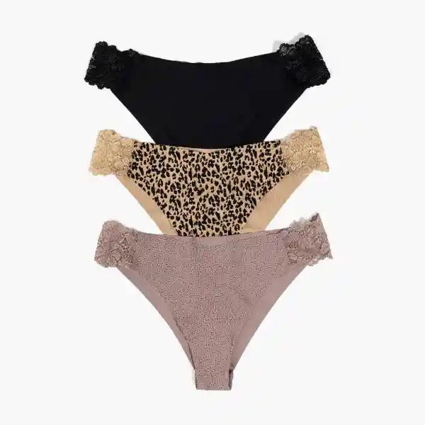 Set 3 Calzones Dreamy Detalle Encaje L Negro