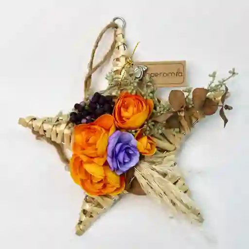 Estrella De Mimbre Flor Naranja