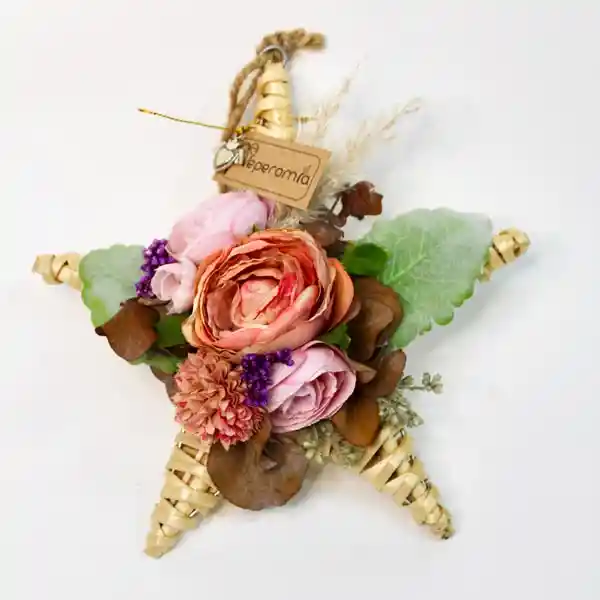 Estrella De Mimbre Flor Rosada