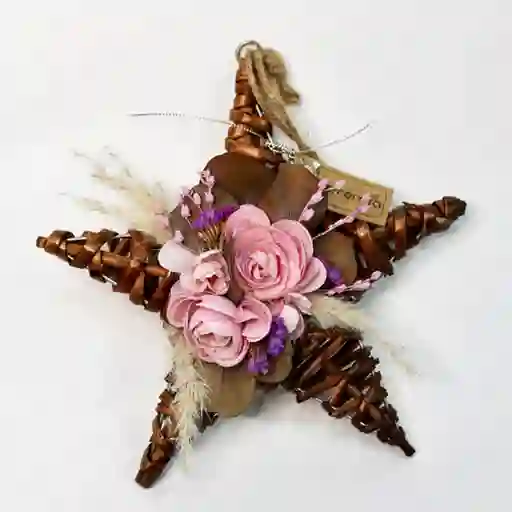Estrella De Mimbre Flor Café Y Rosada