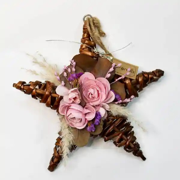 Estrella De Mimbre Flor Café Y Rosada