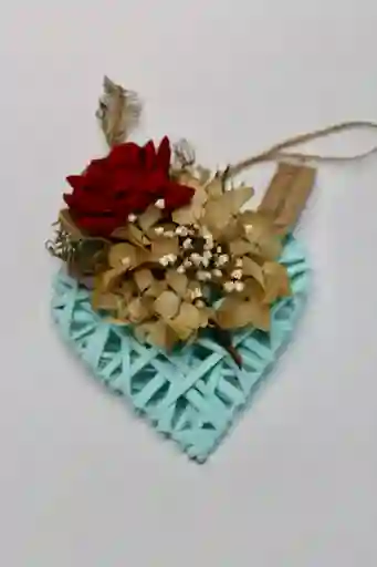 Corazones De Mimbre Verde Agua