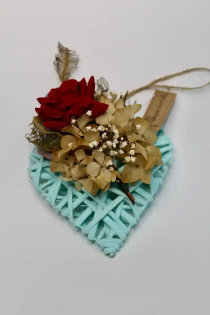 Corazones De Mimbre Verde Agua