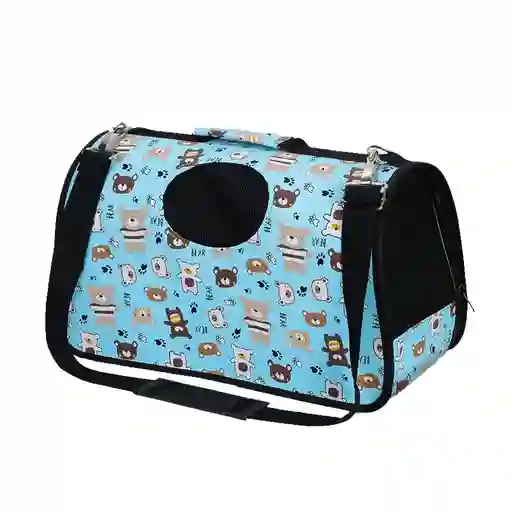 Bolso Transportador Mascotas Para Viaje Maleta De Perro Gato (ositos Celeste)