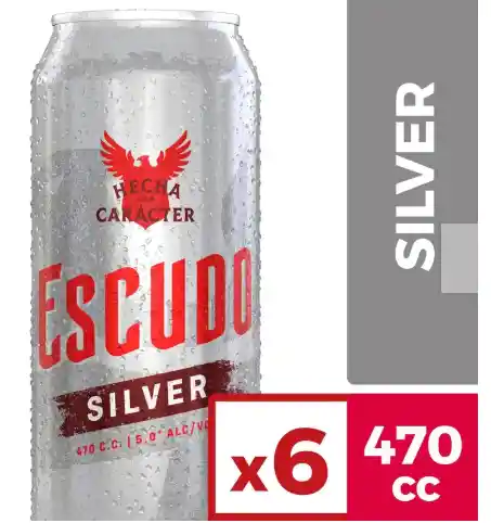 Six Pack Cerveza Silver Escudo 5g