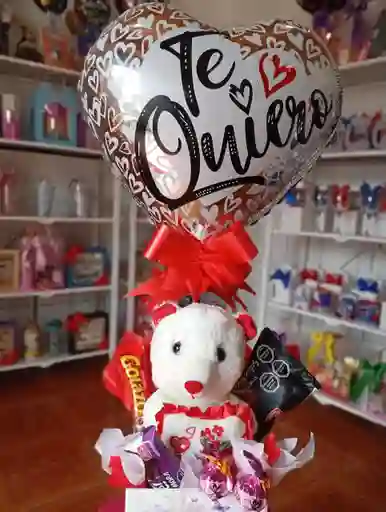 Caja Decorada Globo Y Peluche