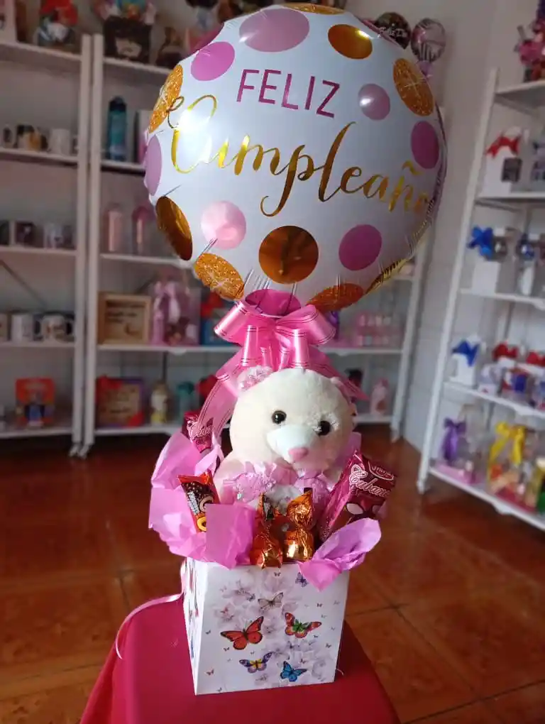 Caja Decorada Y Su Peluche