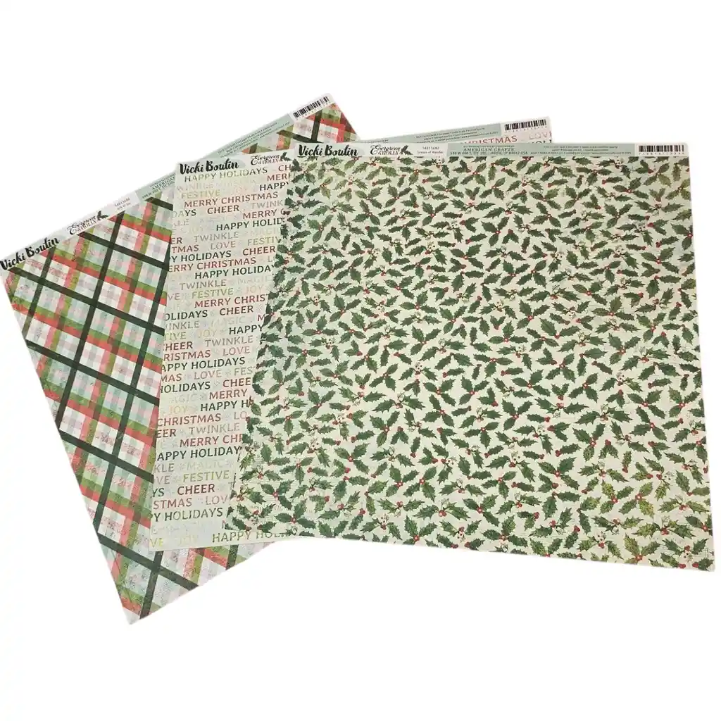 Block Papel Navidad 30.5x30.5cm Ambas Caras Stickers 15 Hjs American Crafts