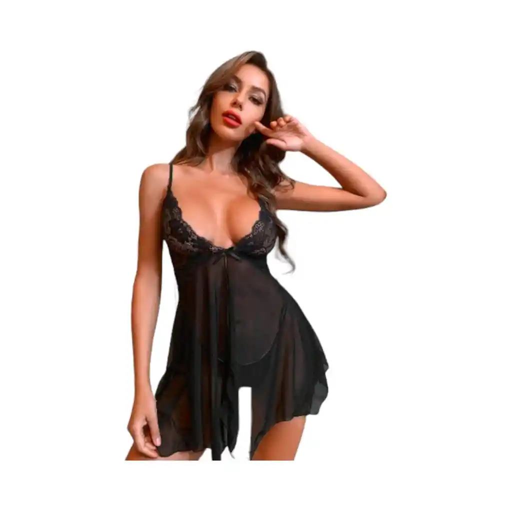 Slips Negro Transparente Con Tanga Camila Talla M