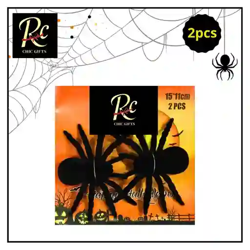 2 Arañas Peludas Gigantes Decoración Halloween 15cm - Regalos Chic