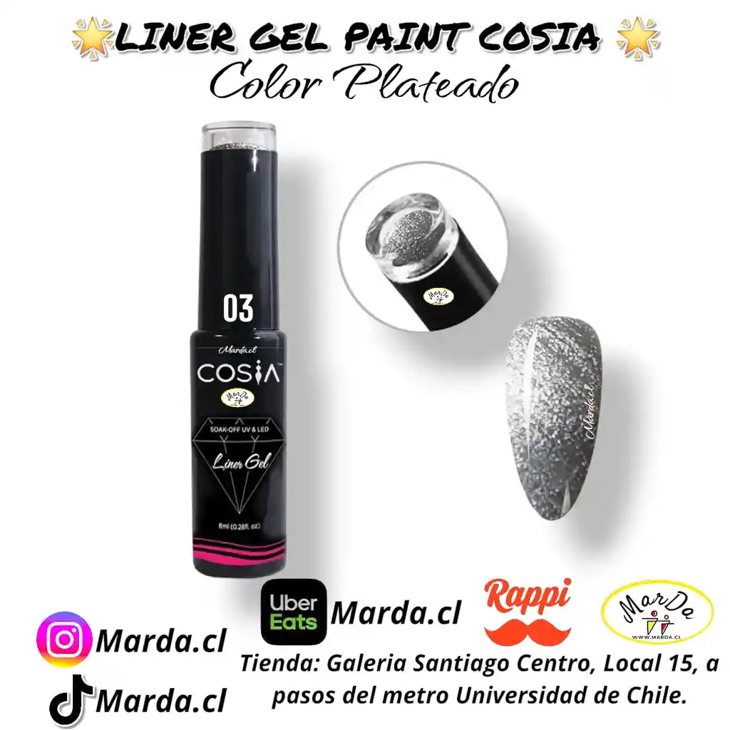Liner Gel Paint Cosia Plateado