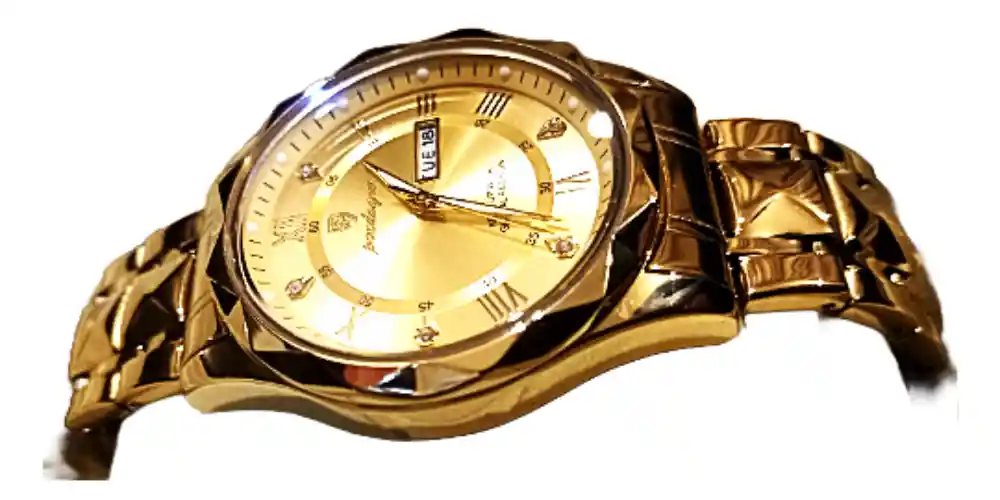 Reloj Lujo Poedagar 615 Hombre Dorado Inoxidable Cuarzo