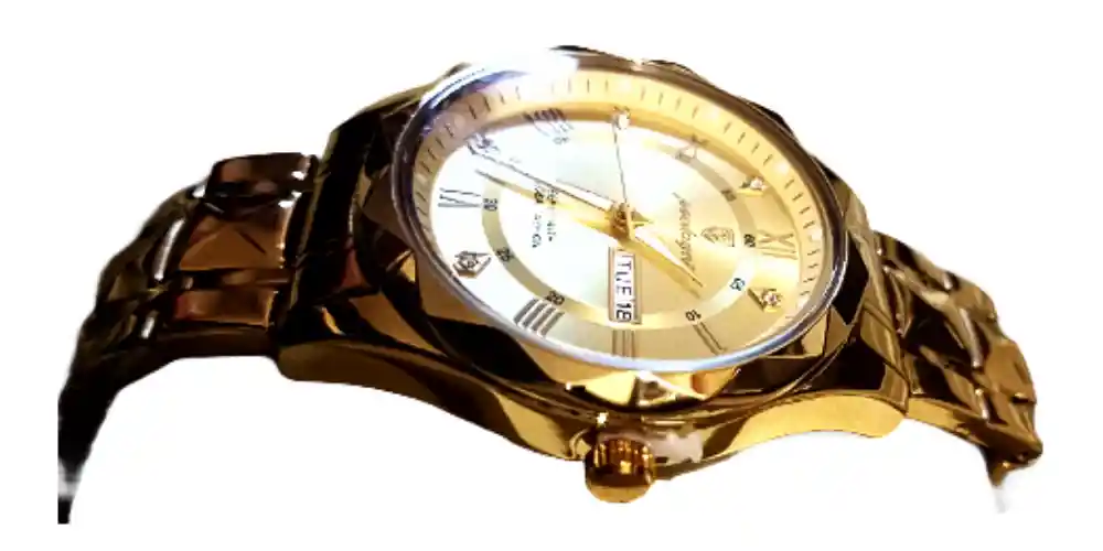 Reloj Lujo Poedagar 615 Hombre Dorado Inoxidable Cuarzo