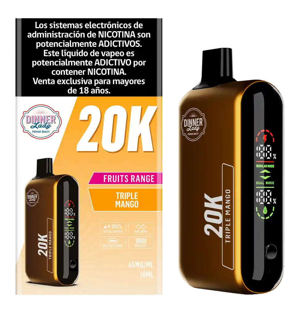 Vaper 20.000 Puffs. Sabor Triple Mango, 4.5% Nic