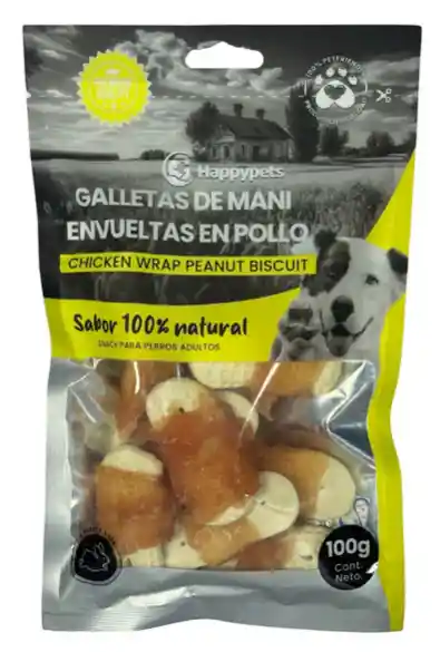 Happypets Galletas De Mani Envueltas En Pollo 100gr	