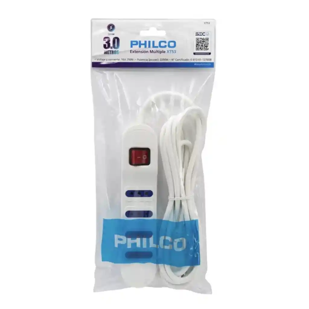 Alargador Eléctrico Philco 1430b 3 Mts 4 Pos Blanco