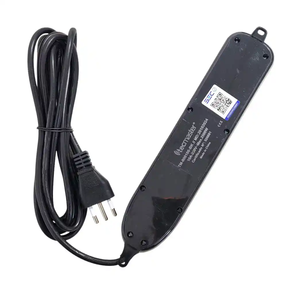 Alargador Eléctrico 6pos 3mt Switch Tm-800100bk Tecmaster