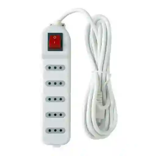 Alargador Con Protección 3mts 5 Pos Me-071w Macrotel Blanco