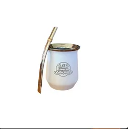 Mate Acero Inoxidable Blanco Con Bombilla El Buen Pastor