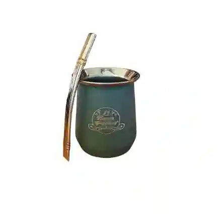 Mate Acero Inoxidable Verde Con Bombilla El Buen Pastor