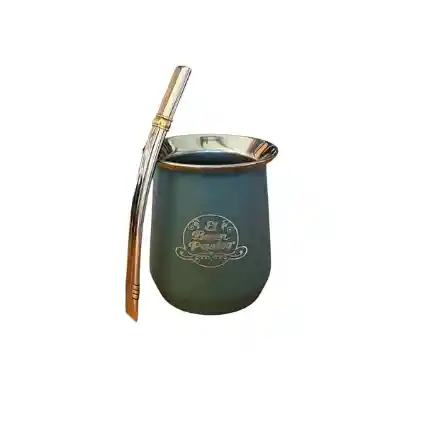 Mate Acero Inoxidable Verde Con Bombilla El Buen Pastor