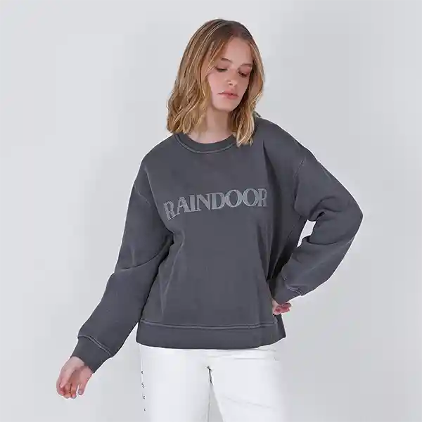 Polerón Crew Neck Logo Parche Gris Xl Mujer Raindoor