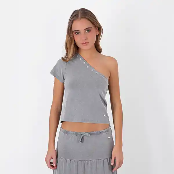 Polera Asimetrica Estrellas Gris Xxs Mujer Raindoor