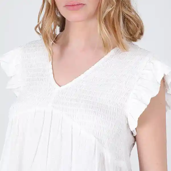 Blusa Manga Corta Lurex Blanco M Mujer Raindoor